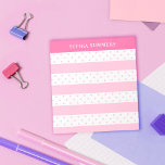 Pink Polka Dots & Stripes Add Your Name Notepad<br><div class="desc">Girly pink personalized notepad with polka dot and stripes in a soft shade of pink and your name in white against hot pink. Pink striped and polka dot notepad personalized with your name in white letters. Jot down your notes on this pretty polka dot and stripes notepad with your name...</div>