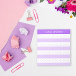 Pink Polka Dots & Stripes Add Your Name Notepad<br><div class="desc">Girly purple personalized notepad with polka dot and stripes in a soft shade of lilac and your name in white against purple. Purple striped and polka dot notepad personalized with your name in white letters. Jot down your notes on this pretty polka dot and stripes notepad with your name printed...</div>