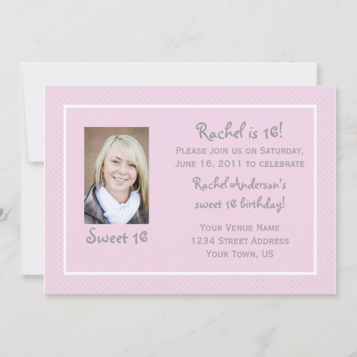Pink Polka Dots Sweet 16 Birthday Invitation