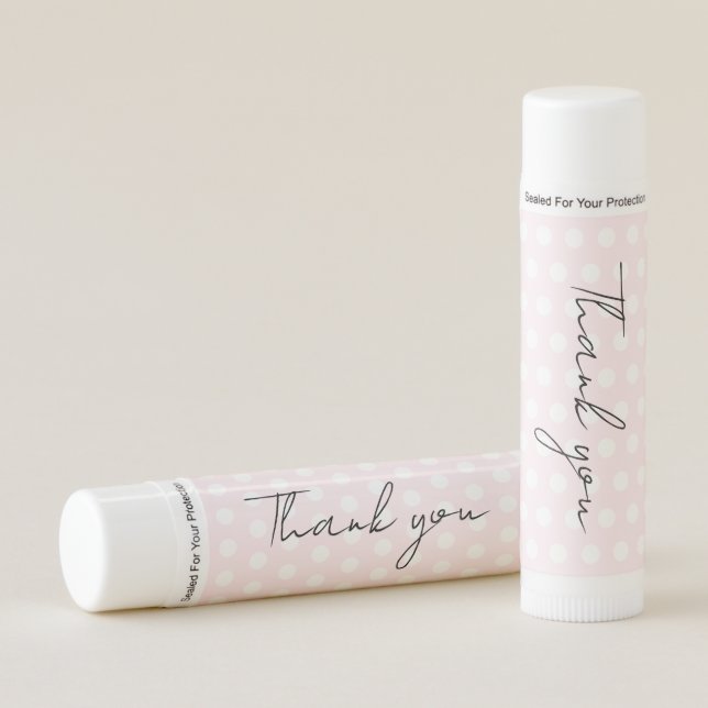 Pink Polka Dots Thank You Lip Balm (Front)
