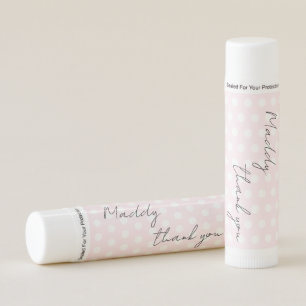 Pink Polka Dots Thank You Name Lip Balm