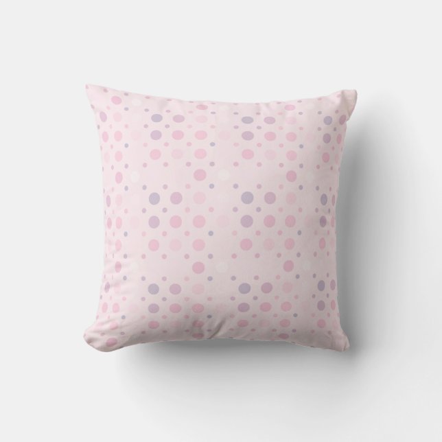 Pink Polka Dots Throw Pillow (Front)