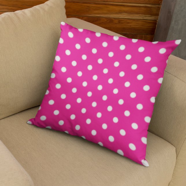 Pink Polka Dots Throw Pillow (Creator Uploaded)