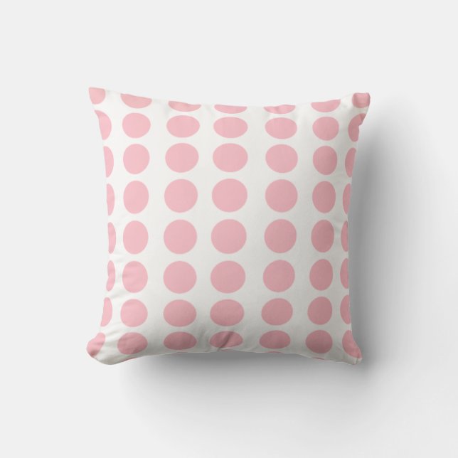 Pink Polka Dots Throw Pillow (Front)