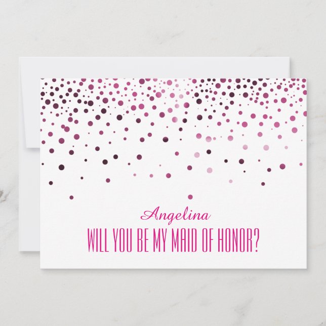 Pink Polka Dots Will you be my MAID OF HONOR? Invitation (Front)