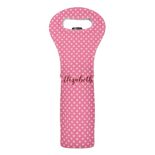 Pink polka dots wine bag