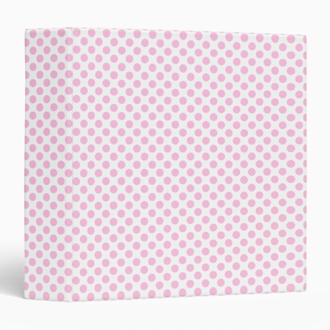 Pink Polka Dots with Customizable Background 3 Ring Binder (Front/Spine)