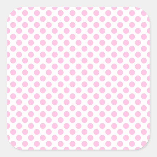 Pink Polka Dots with Customizable Background Square Sticker