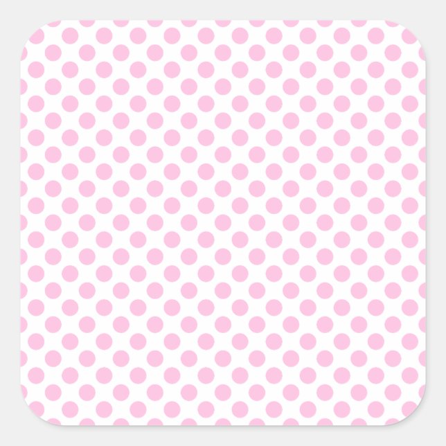 Pink Polka Dots with Customizable Background Square Sticker (Front)