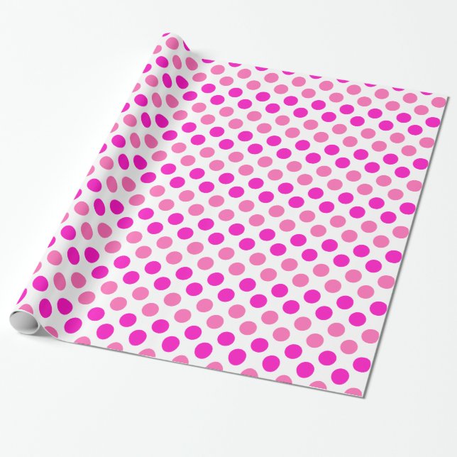 Pink Polka Dots Wrapping Paper (Unrolled)