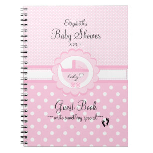 Pink Polka Dotted Baby Shower Guest Book