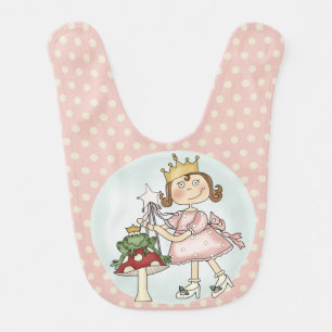Pink Polka Dotted Frog Princess Bib