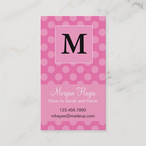 Customizable Pink Polka Mommy Card Business Cards