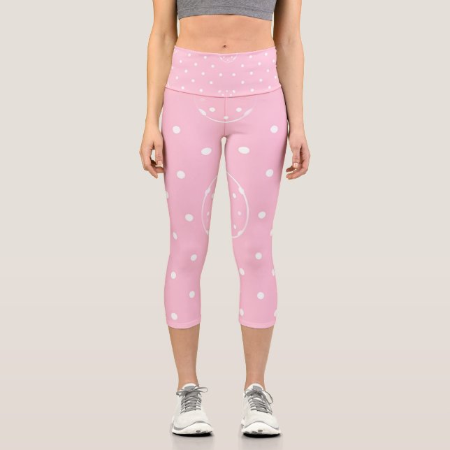 Pink Polka Parade Capri Leggings (Front)