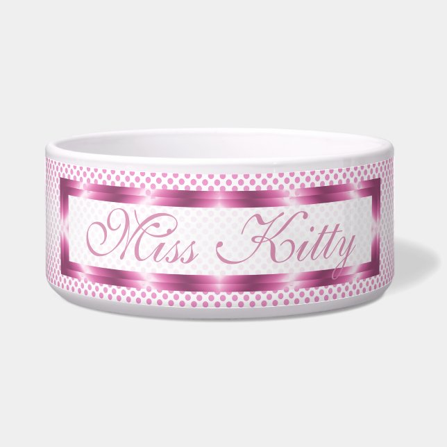 Pink Polka Personalized Bowl (Front)