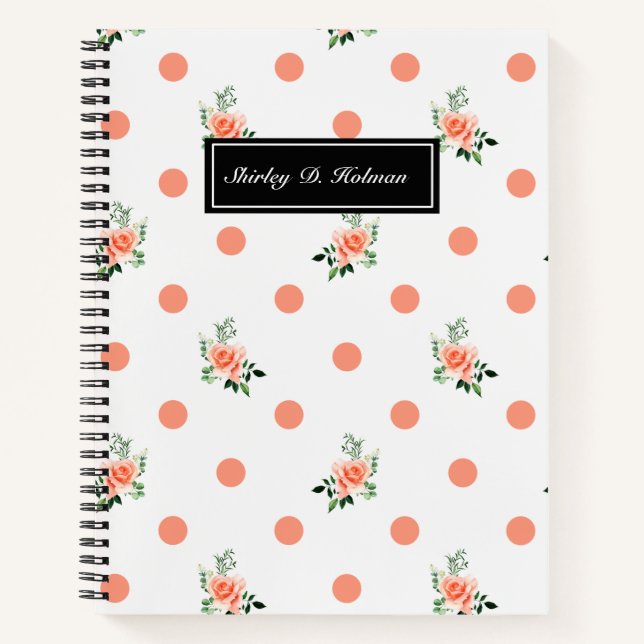 Pink Polka & Roses Print Notebook (Front)