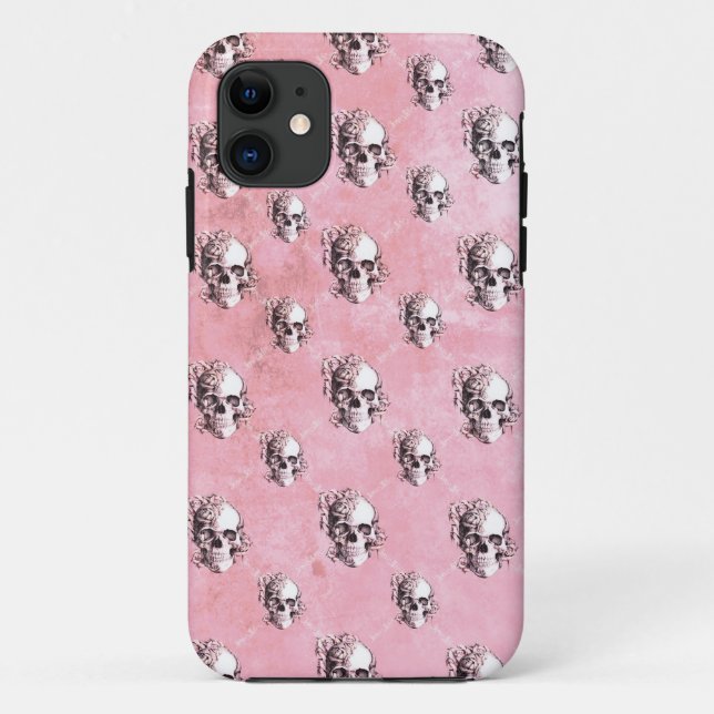 -PINK POLKA SKULL IPHONE CASE- Case-Mate iPhone CASE (Back)
