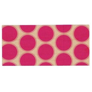 Pink Polka USB Wooden Flash Drive