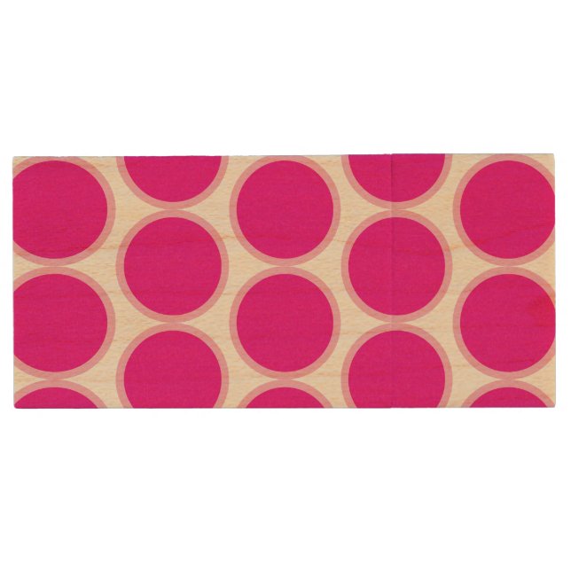 Pink Polka USB Wooden Flash Drive (Front)