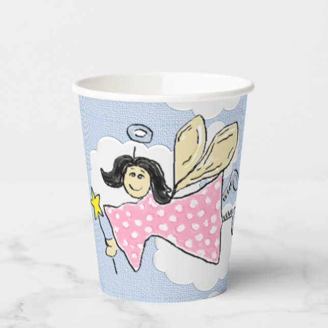Pink Polkadot Angel Paper Cups (Left)