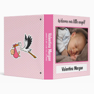 Pink polkadot baby photo album 3 ring binder