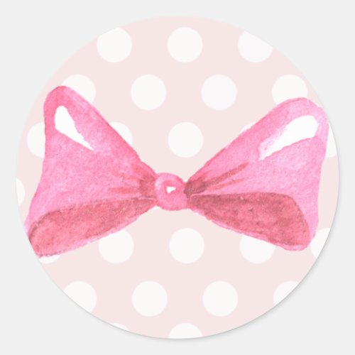 Pink Polkadot Bow Sticker Birthday Baby Shower 