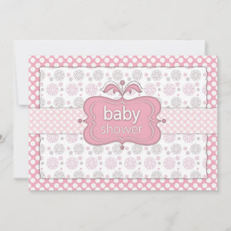 Pink Polkadot Girl Baby Shower Invites