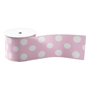 Pink Polkadot Girly Modern Cute Grosgrain Ribbon