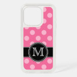 Pink Polkadot, Personalized, Monogrammed Defender Iphone 15 Pro Case at Zazzle