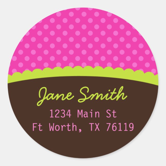 Pink Polkadots Address Sticker Image (Front)