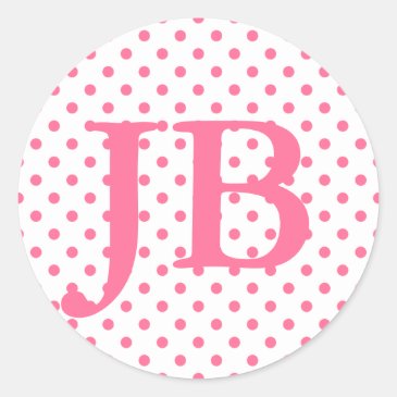 Pink Polkadots Monogram / Envelope Seal Stickers