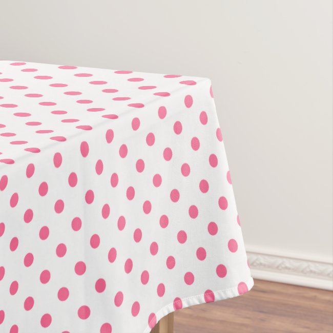 Pink Polkadots Pattern Tablecloth