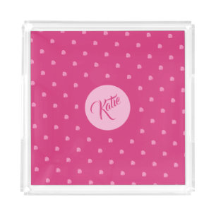 Pink Polkadots-Seashells- Acrylic Tray
