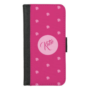 Pink Polkadots-Seashells- iPhone 8/7 Wallet Case