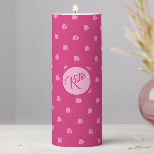 Pink Polkadots-Seashells- Pillar Candle