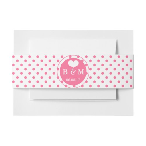 Pink Polkadots Wedding Invitation Belly Band