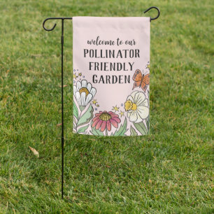 Pink Pollinator Friendly Garden Welcome Garden Flag