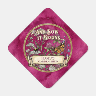 Pink Pollinator Garden Shed Outdoor Metal Sign