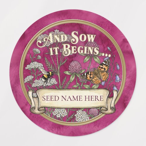 Pink Pollinator Seed Packet Sticker Custom Label