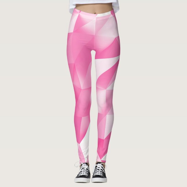 Pink polygon background: abstract 3D rendering Leggings (Front)