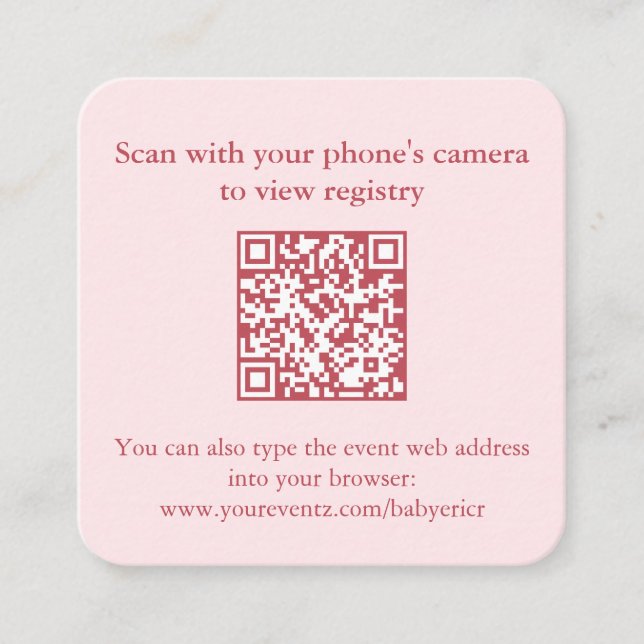 Pink Pomegranate Fall Bridal Shower QR Code RSVP Enclosure Card (Front)
