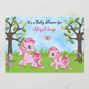 Pink Ponies Horse Baby Shower Invites ~ Girls