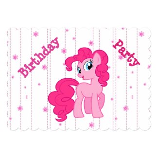 Pink Pony and Flowers Birthday Invitations