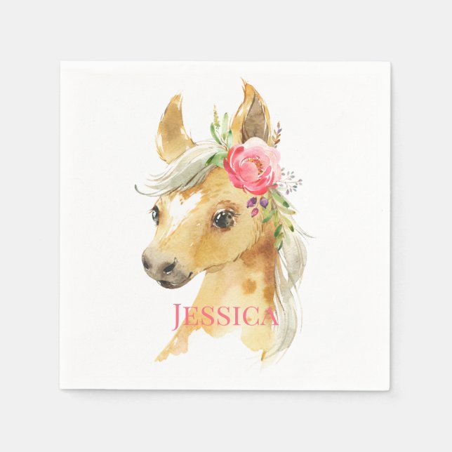Pink Pony Baby Shower  Napkins (Front)