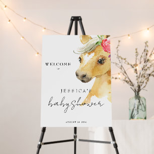Pink Pony Baby Shower Welcome Sign