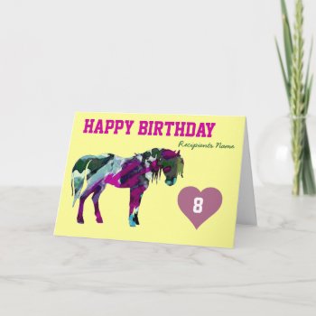 Pink Pony Birthday Card - Age 8 by MysticDesigns at Zazzle