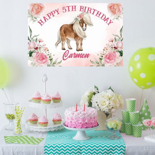 Pink pony birthday giddy up cowgirl party banner poster