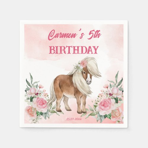 Pink pony birthday giddy up cowgirl party napkins