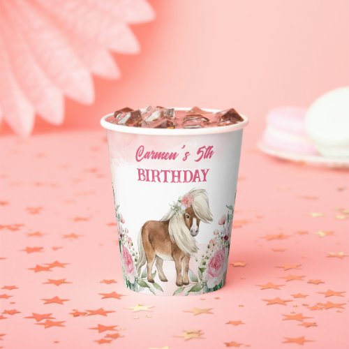 Pink pony birthday giddy up cowgirl party paper cups