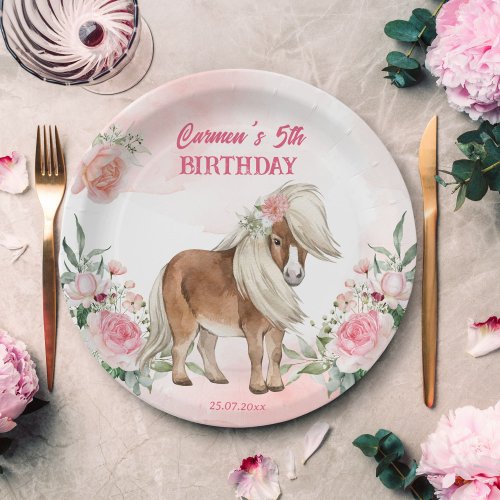 Pink pony birthday giddy up cowgirl party paper plates